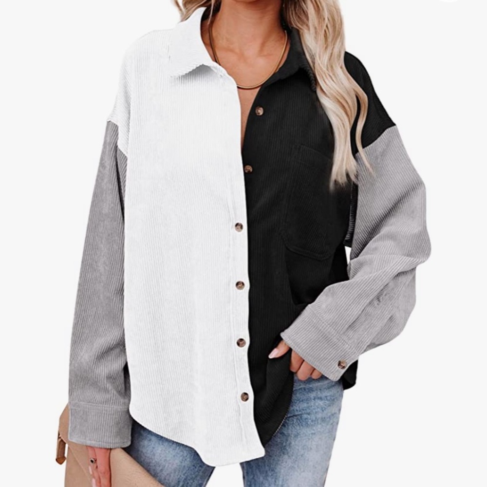 Bought off Amazon Womens colorblock corduroy jacket. Size 2XL